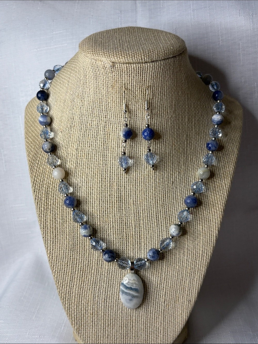 Handcrafted “The Sodalite Shimmer” Necklace and Earring Set